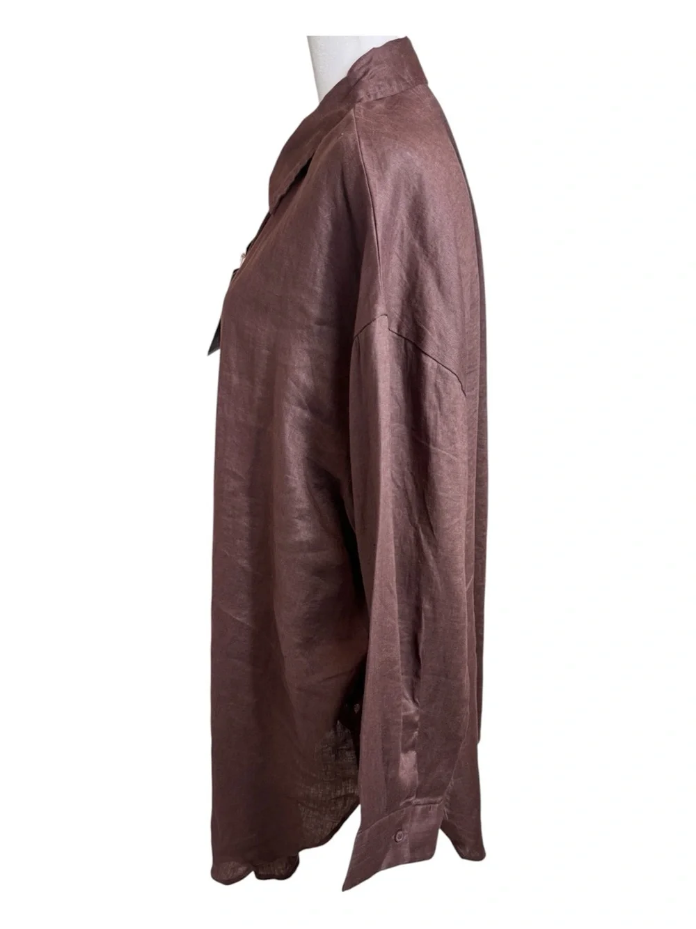 NWT H&M Brown Linen Beach Shirt Large